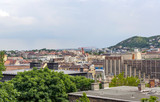 Fototapeta Miasto - Aerial view of Budapest in Hungary in  a cloudy day.