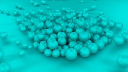 Poster - 3d image of many white balls of different sizes in one big pile on a white surface. all objects in t