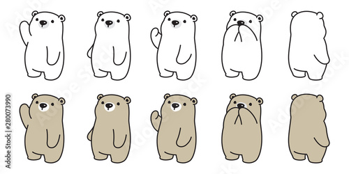 Cuadros en Lienzo Bear vector icon polar bear logo cartoon character doodle illustration design
