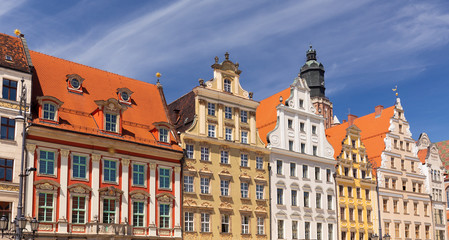 Wall Mural - Wroclaw, Fronts of historic tenements in the old town