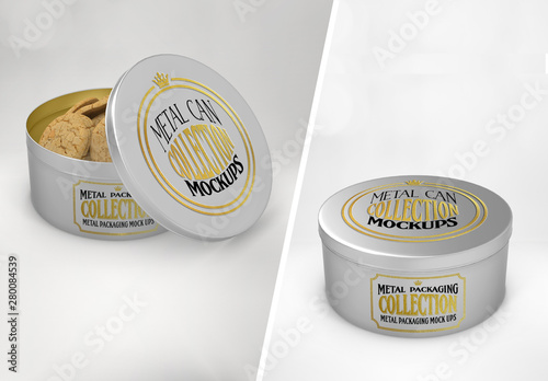 Download Metal Round Cookie Tin Mockup Stock Template Adobe Stock