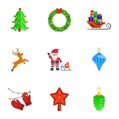 Poster - Christmas icon set. Flat set of 9 Christmas vector icons for web design isolated on white background