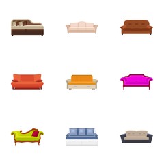 Poster - Sofa icon set. Flat set of 9 sofa vector icons for web design isolated on white background