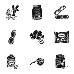 Poster - Peanuts icon set. Simple set of 9 peanuts vector icons for web design isolated on white background