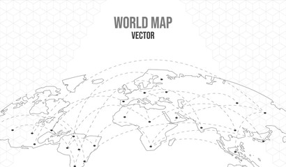Poster - World map empty template with globe city network