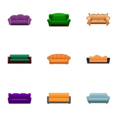 Poster - Sofa icon set. Cartoon set of 9 sofa vector icons for web design isolated on white background