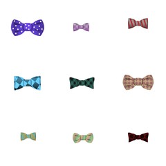 Poster - Bow tie icon set. Cartoon set of 9 bow tie vector icons for web design isolated on white background