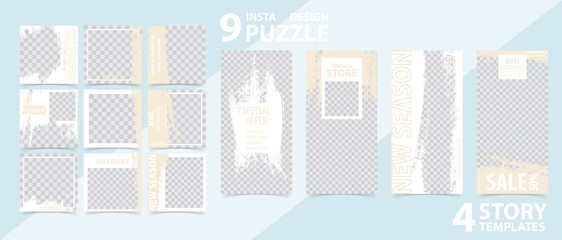 Trendy editable template for social networks stories and posts, vector illustration.
