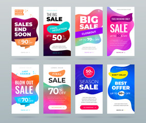 Wall Mural - set of sale banner for social media stories, web page, mobile phone. sale banner template design spe
