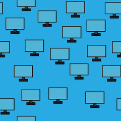 Poster - Seamless pattern, texture of modern digital rectangular lcd LCD ice LEDs ips widescreen frameless monitors, screens, technology isolated on a blue background. Vector illustration
