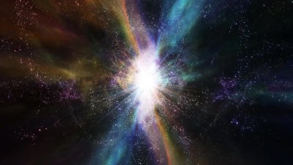 Wall Mural - Traveling through star fields in space as a supernova bursts light (Loop).