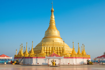 The Shwedagon pagoda in Tachileik a border town in the Shan State closed to Mae Sai district in Chiang Rai province of Thailand.