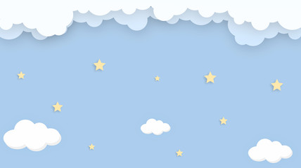 Wall Mural - abstract kawaii cloudy colorful sky background. soft gradient pastel comic graphic. concept for wedd