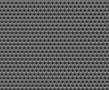 Factory Dark Technology Stainless Steel Grid With Round Holes Repetitive. Seamless Template, Background. Vector Design Element.