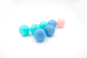 Poster - Colorful macaroon color soft plastic ocean balls isolated on white background