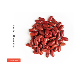 Wall Mural - Creative layout made of red beans on white background.Flat lay. Food concept.