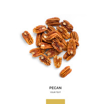 Creative Layout Made Of Pecan Nuts On White Background.Flat Lay. Food Concept.