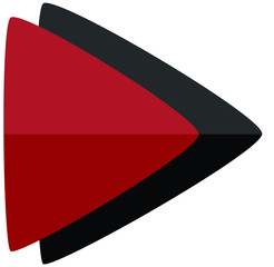 Red and black colored play arrow button symbol