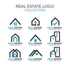 real estate logo collection with minimalist concept design vector template on white background