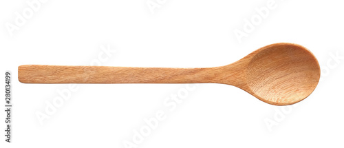 Cuadros en Lienzo Top view Wooden spoon isolated on white background clipping part.