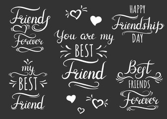 happy friendship day, you're my best friend, best friends forever. lettering for friendship day