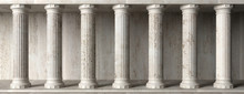 Classical Building Facade, Stone Marble Columns. 3d Illustration