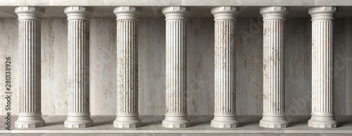 Dekoracja na wymiar  klasyczna-fasada-budynku-kamienne-marmurowe-kolumny-ilustracja-3d