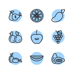 Aufkleber - Set of Fruits Vector Line Icons. Fruits symbol illustration. Contains such Icons as Strawberry, Orange, Watermelon and more. Editable color.