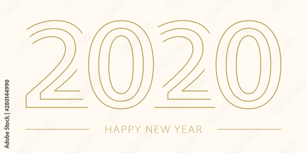 2020 Happy New Year. 2020 modern text vector luxury design gold color. - obrazy, fototapety, plakaty 