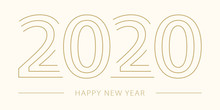 2020 Happy New Year. 2020 Modern Text Vector Luxury Design Gold Color.