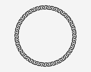 Poster - texture chain round frame. circle border chains silhouette black and white isolated on background. c