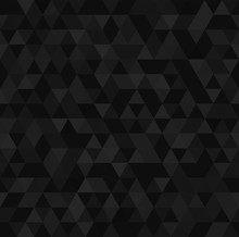 Dark Black Geometrical Mosaic Abstract Seamless Backround. Black Triangular Low Poly Style Pattern. Vector Illustration