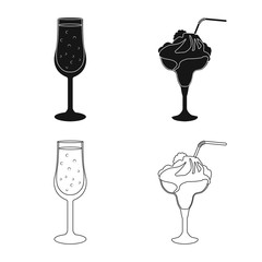 Vector design of liquor and restaurant icon. Collection of liquor and ingredient stock symbol for web.