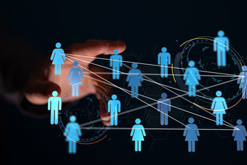 diverse business team succes, network icons