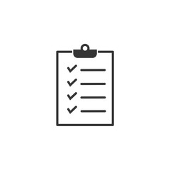 Poster - Tasks symbol vector sign isolated on white background. Simple logo vector illustration for graphic and web design. Signed approved document. Project completed.