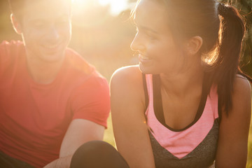 Wall Mural - Happy couple after the workout