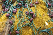 Closeup Shot Of Yellow Fishing Nets