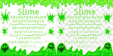 Letters and two monsters from slime