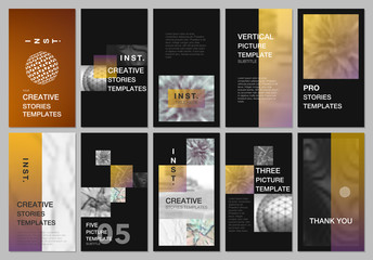 Wall Mural - Creative social networks stories design, vertical banner or flyer templates with colorful gradient backgrounds. Covers design templates for flyer, leaflet, brochure, presentation, advertising.