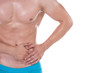© vladorlov - Health problem. Stomach ache. White background.