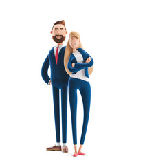 3d illustration. business couple emma and billy standing on a white background.