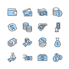 Aufkleber - Simple of Money Related Vector Line Icons Set. Wallet, ATM, Bundle of Money, Hand with a Coin and more symbol. Editable Stroke.