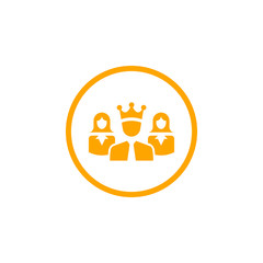 Sticker - Award, business, performance, success, team, winner, crown on head orange color  icon