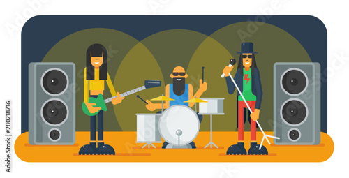 Fotografía Rock band flat vector illustration