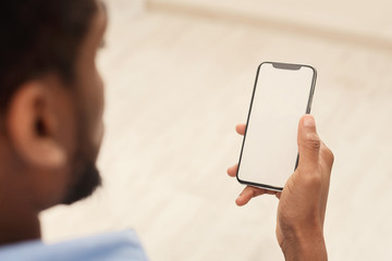 Poster - Man using mobile smartphone with blank screen