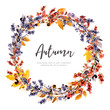 Autumn wreath in watercolor style