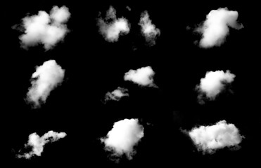 Wall Mural - close up white cloud on black background