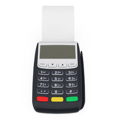 Poster - Bank Terminal Cash Register POS Machine for Payment with Blank Rolled Cach Tape. 3d Rendering