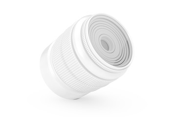 Poster - White Blank Camera Photo Lens in Clay Style. 3d Rendering