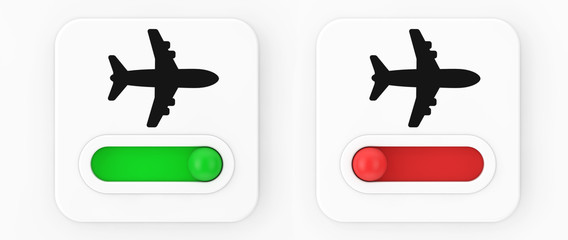 Poster - airplane on off mode toggle switch icon. 3d rendering